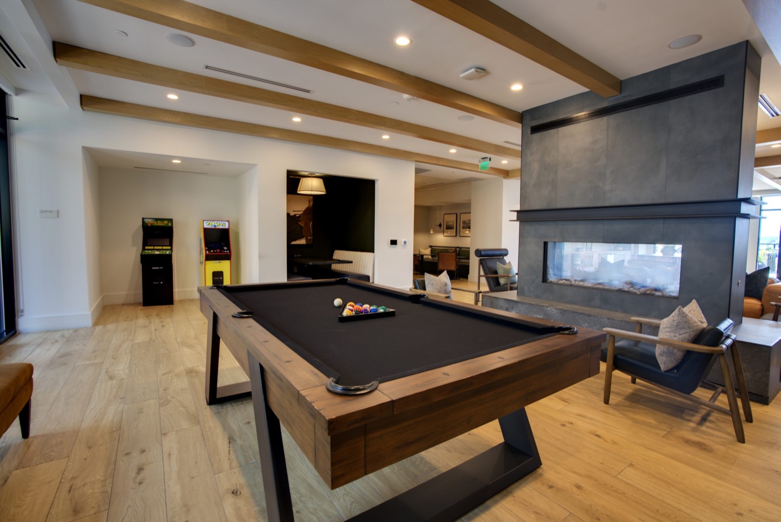 Modern residential interior with warm architectural details